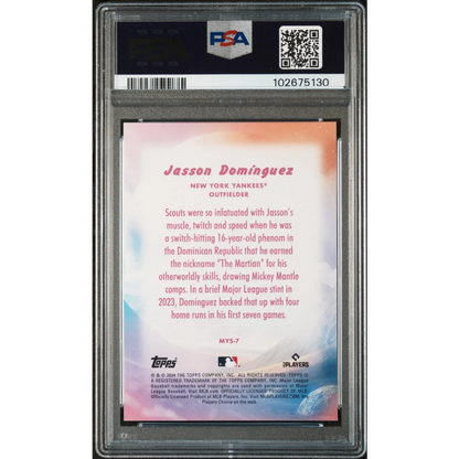 Graded 2024 Topps Update Jasson Dominguez #MYS7 Mystical Blue Rookie RC Baseball Card PSA 10 Gem Mint | PSA 10 Gem Mint Graded Rookie Card | vintageantiquesgifts.com