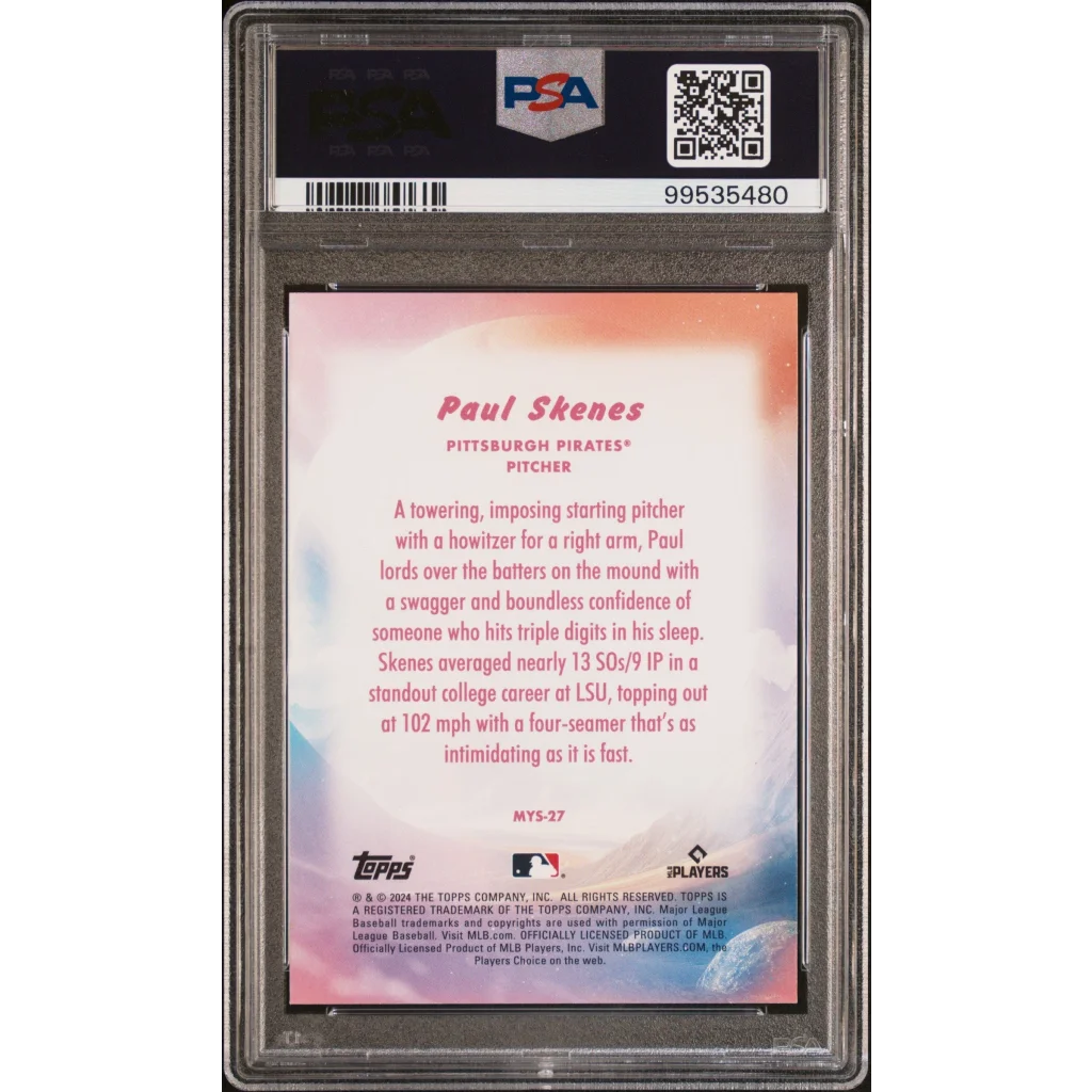 Graded 2024 Topps Update Paul Skenes #MYS27 Mystical Rookie RC Baseball Card PSA 10 Gem Mint | PSA 10 Gem Mint Graded Rookie Card | vintageantiquesgifts.com