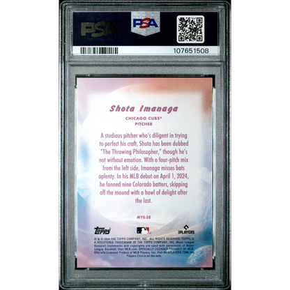 Graded 2024 Topps Update Shota Imanaga #MYS28 Mystical Rookie RC Baseball Card PSA 10 Gem Mint | PSA 10 Gem Mint Graded Rookie Card | vintageantiquesgifts.com