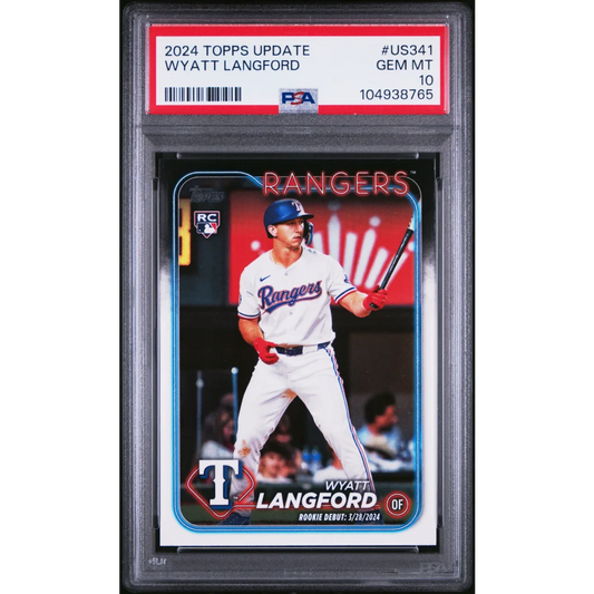 Graded 2024 Topps Update Wyatt Langford #US341 Rookie RC Baseball Card PSA 10 Gem Mint | Hall of Fame Sports Memorabilia | vintageantiquesgifts.com