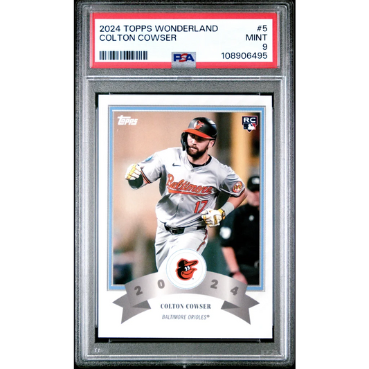 PSA Graded 2024 Topps Wonderland Colton Cowser baseball card in batting stance