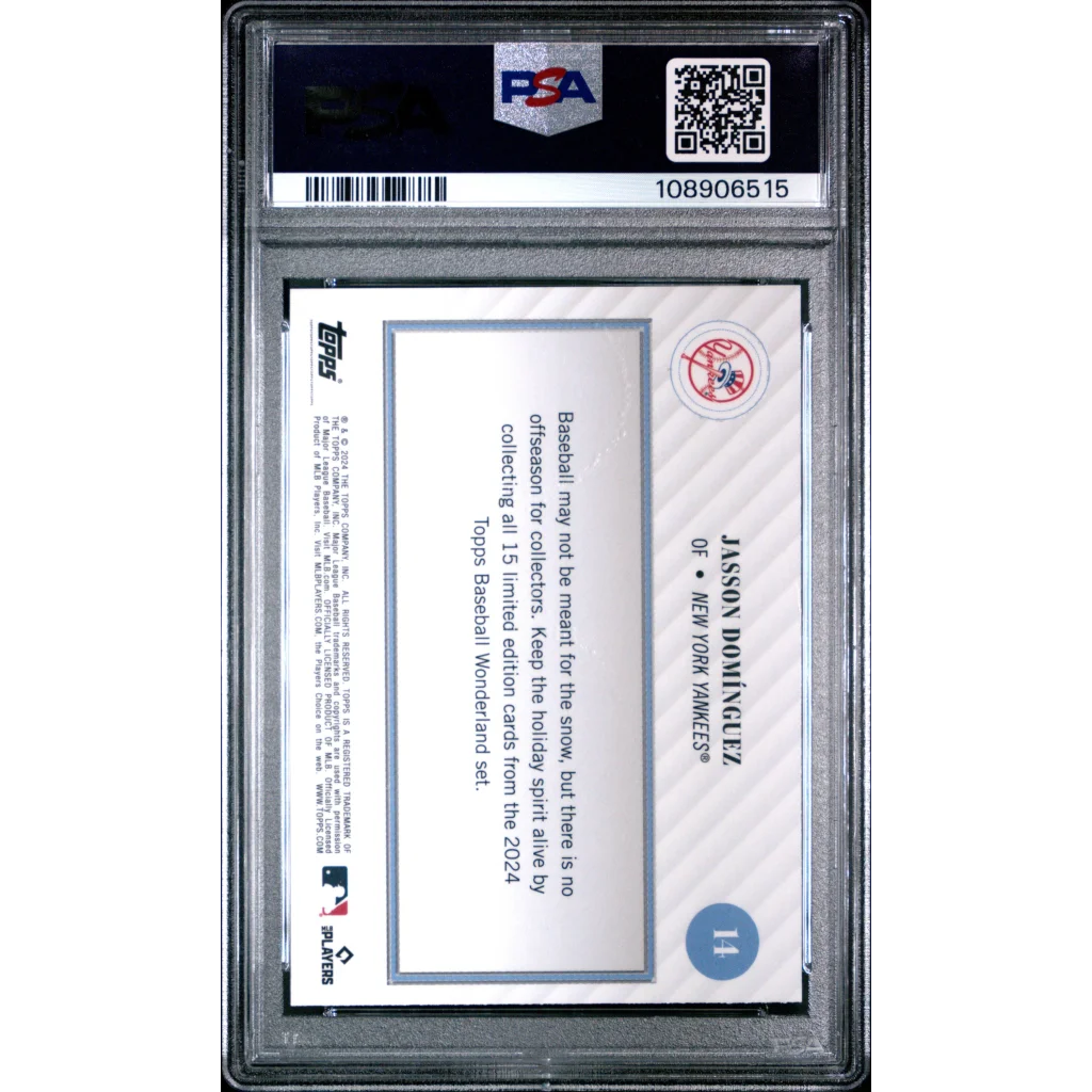 Graded 2024 Topps Jasson Dominguez Baseball Card in protective slab