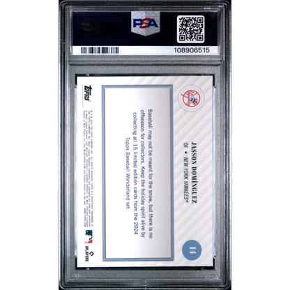 Graded 2024 Topps Jasson Dominguez Baseball Card in protective slab