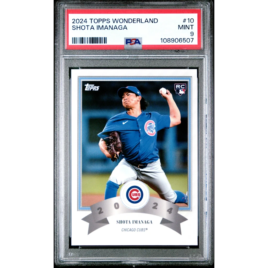 PSA graded Shota Imanaga baseball card in protective slab showing detail and condition