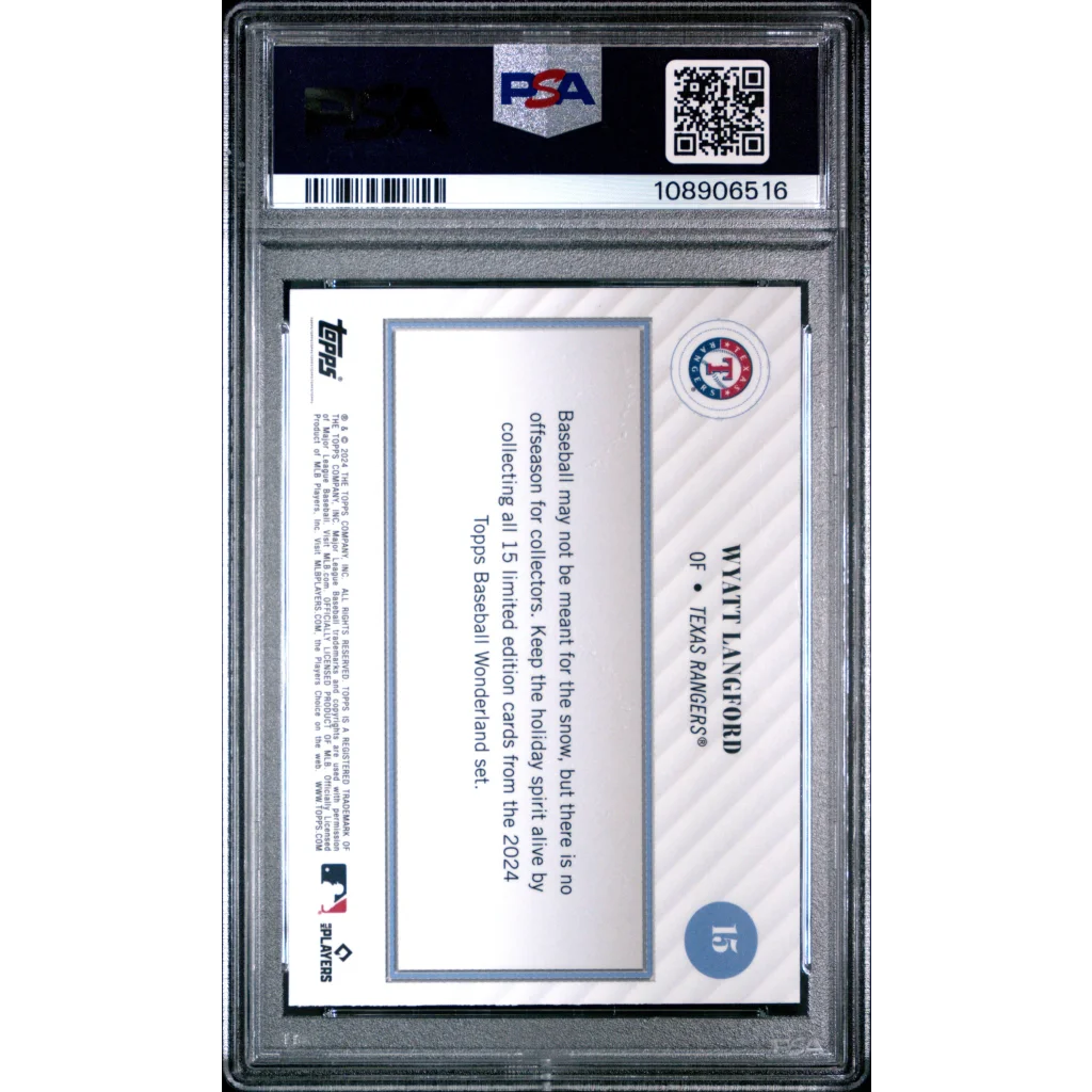 A graded 2024 Topps Wonderland Wyatt Langford Baseball Card in PSA holder
