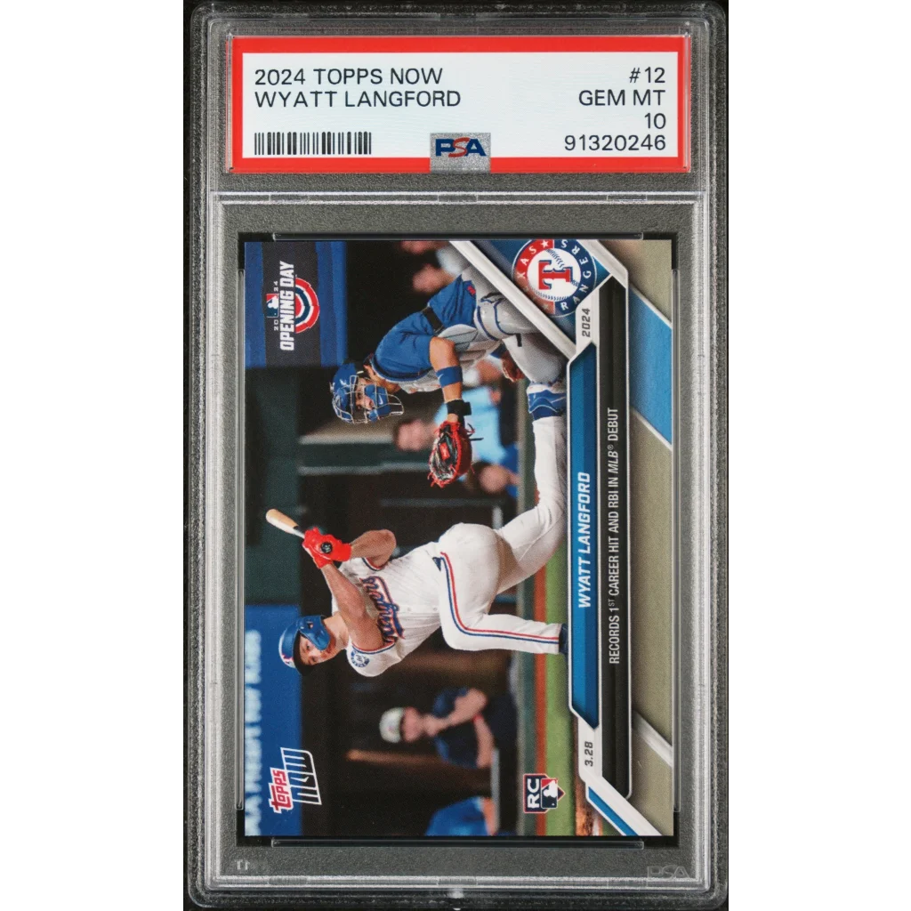 Graded 2024 Topps Now Wyatt Langford #12 Rookie RC Baseball Card PSA 10 Gem Mint | Hall of Fame Sports Memorabilia | vintageantiquesgifts.com