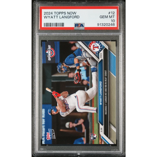 Graded 2024 Topps Now Wyatt Langford #12 Rookie RC Baseball Card PSA 10 Gem Mint | Hall of Fame Sports Memorabilia | vintageantiquesgifts.com