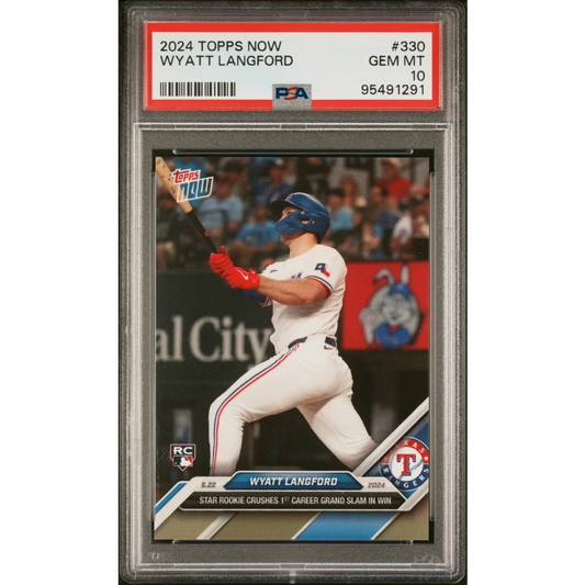 Graded 2024 Topps Now Wyatt Langford #330 Rookie RC Baseball Card PSA 10 Gem Mint | Hall of Fame Sports Memorabilia | vintageantiquesgifts.com