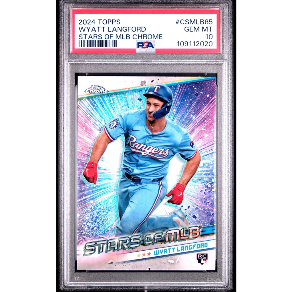 PSA 10 Graded 2024 Topps Chrome Wyatt Langford Rookie Rangers Card