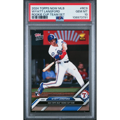 PSA Graded Wyatt Langford 2024 Topps Now MLB Rookie Cup baseball card