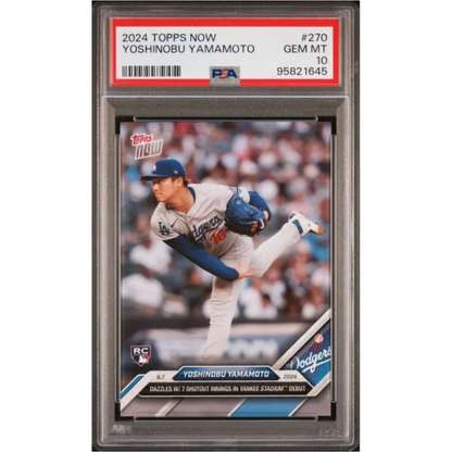 Graded 2024 Topps Now Yoshinobu Yamamoto #270 Rookie RC Baseball Card PSA 10 Gem Mint