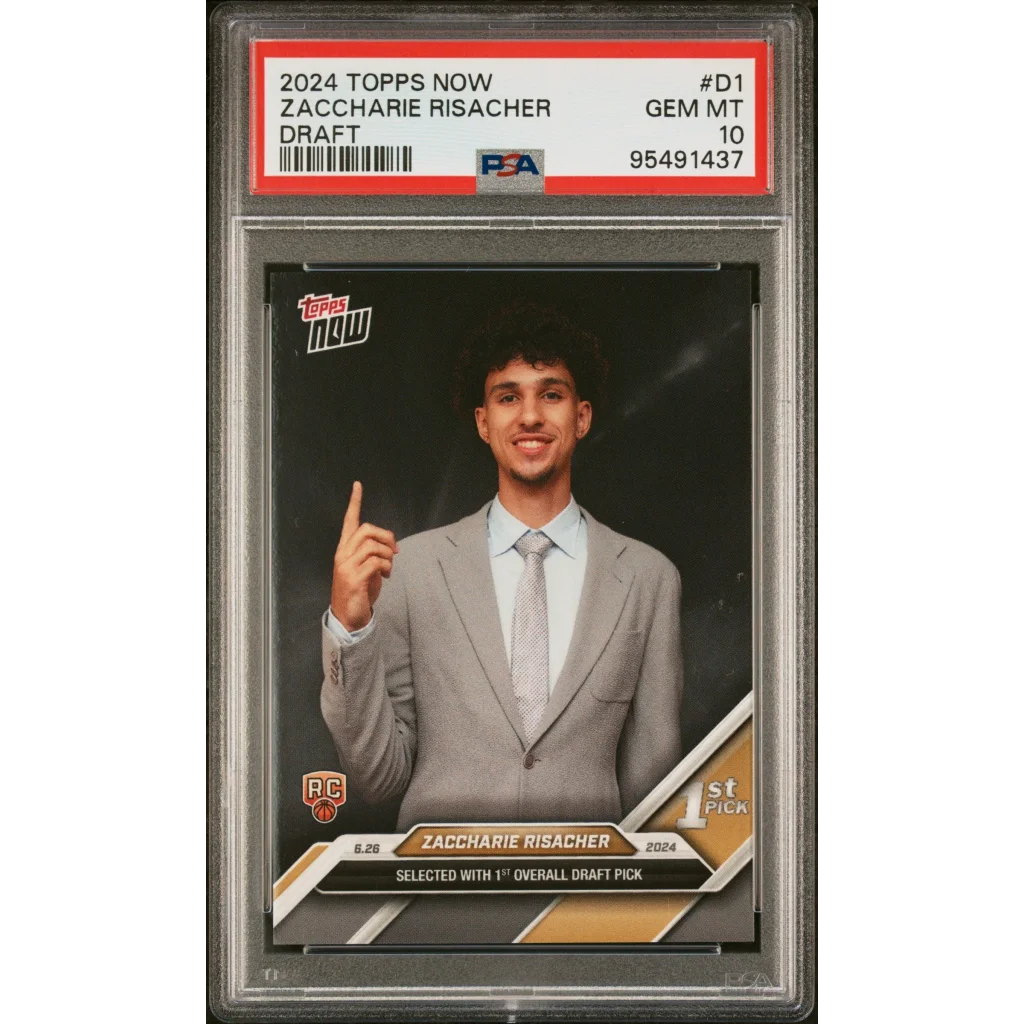 Graded 2024 Topps Now Zaccharie Risacher #D1 Draft Rookie RC Basketball Card PSA 10 Gem Mint | Hall of Fame Sports Memorabilia | vintageantiquesgifts.com