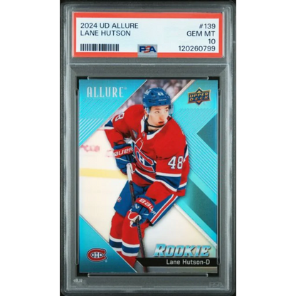 Graded 2024 Upper Deck Allure Lane Hutson #139 Rookie RC Hockey Card PSA 10 Gem Mint | Hall of Fame Sports Memorabilia | vintageantiquesgifts.com