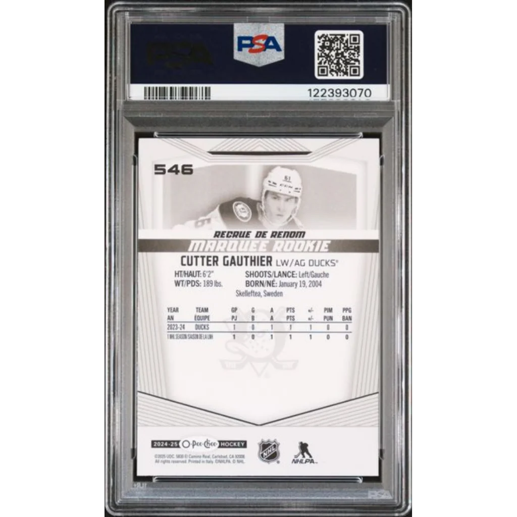 Graded 2024 Upper Deck O-Pee-Chee Cutter Gauthier #546 Rookie RC Hockey Card PSA 10 Gem Mint | PSA 10 Gem Mint Graded Rookie Card | vintageantiquesgifts.com
