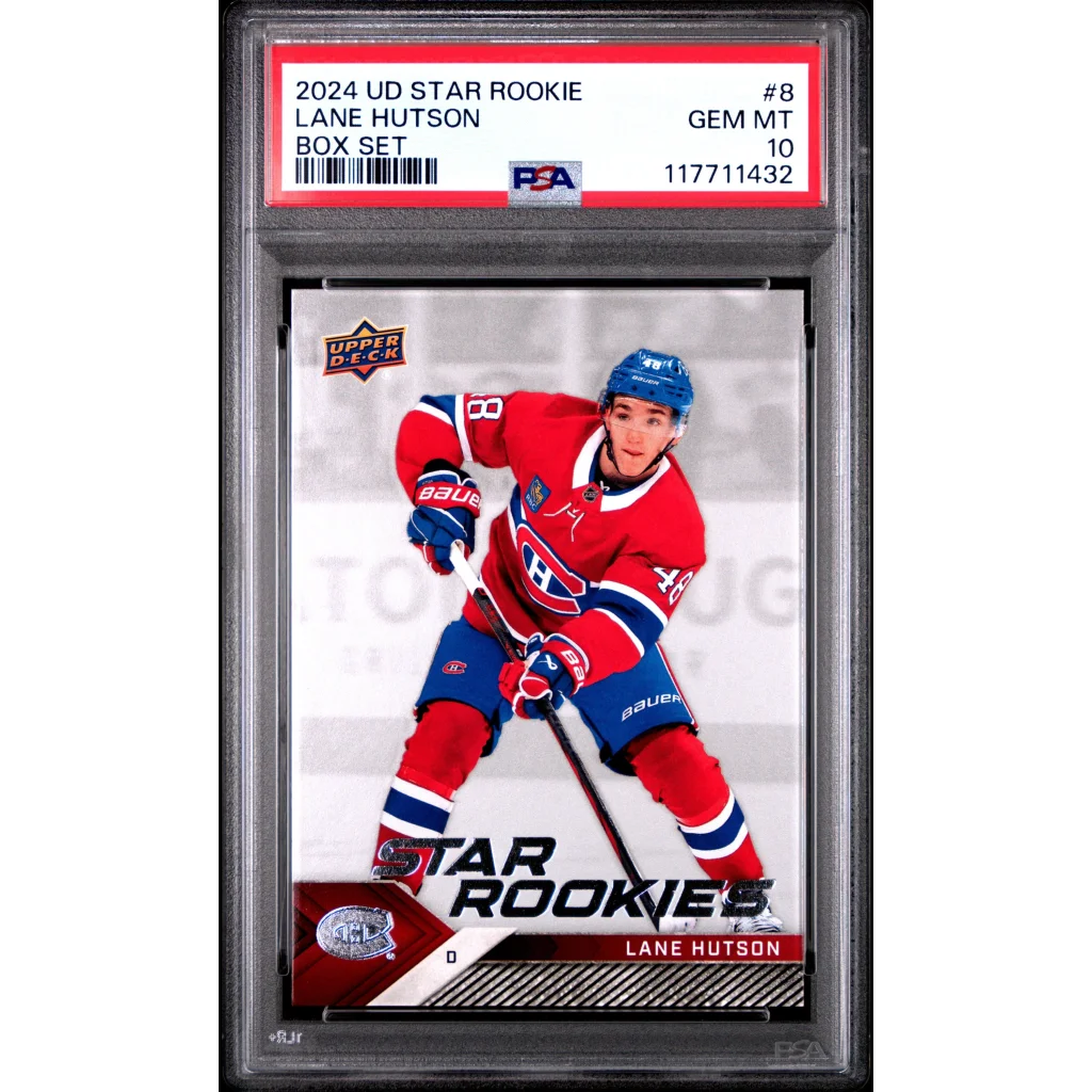 Graded 2024 Upper Deck Star Rookie Lane Hutson #8 Box Set Rookie RC Hockey Card PSA 10 Gem Mint