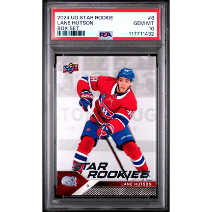 Graded 2024 Upper Deck Star Rookie Lane Hutson #8 Box Set Rookie RC Hockey Card PSA 10 Gem Mint