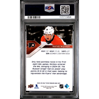 Graded PSA 9 2024 Upper Deck Matvei Michkov #15 Star Rookie Hockey Card