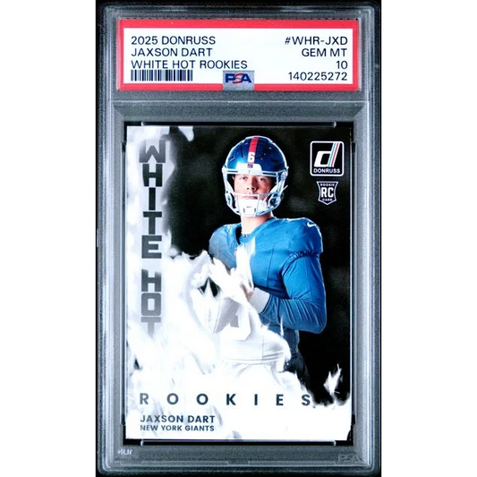 Graded PSA 10 2025 Donruss Jaxson Dart White Hot Rookies Giants RC card