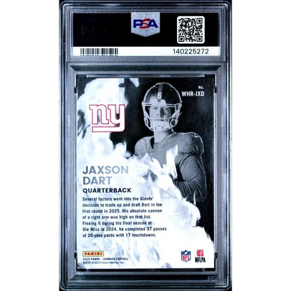 Graded PSA 10 2025 Donruss Jaxson Dart White Hot Rookies rookie card
