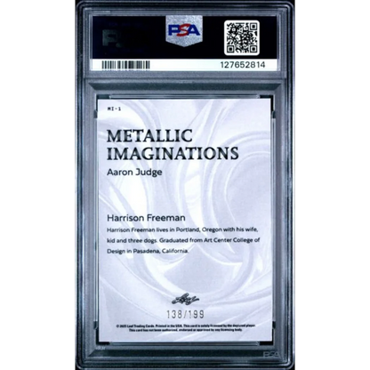 Graded 2025 Leaf Aaron Judge #MI1 Metallic Imaginations Series 2 Red /199 Baseball Card PSA 10 Gem Mint | PSA 10 Gem Mint Graded Baseball Card | vintageantiquesgifts.com