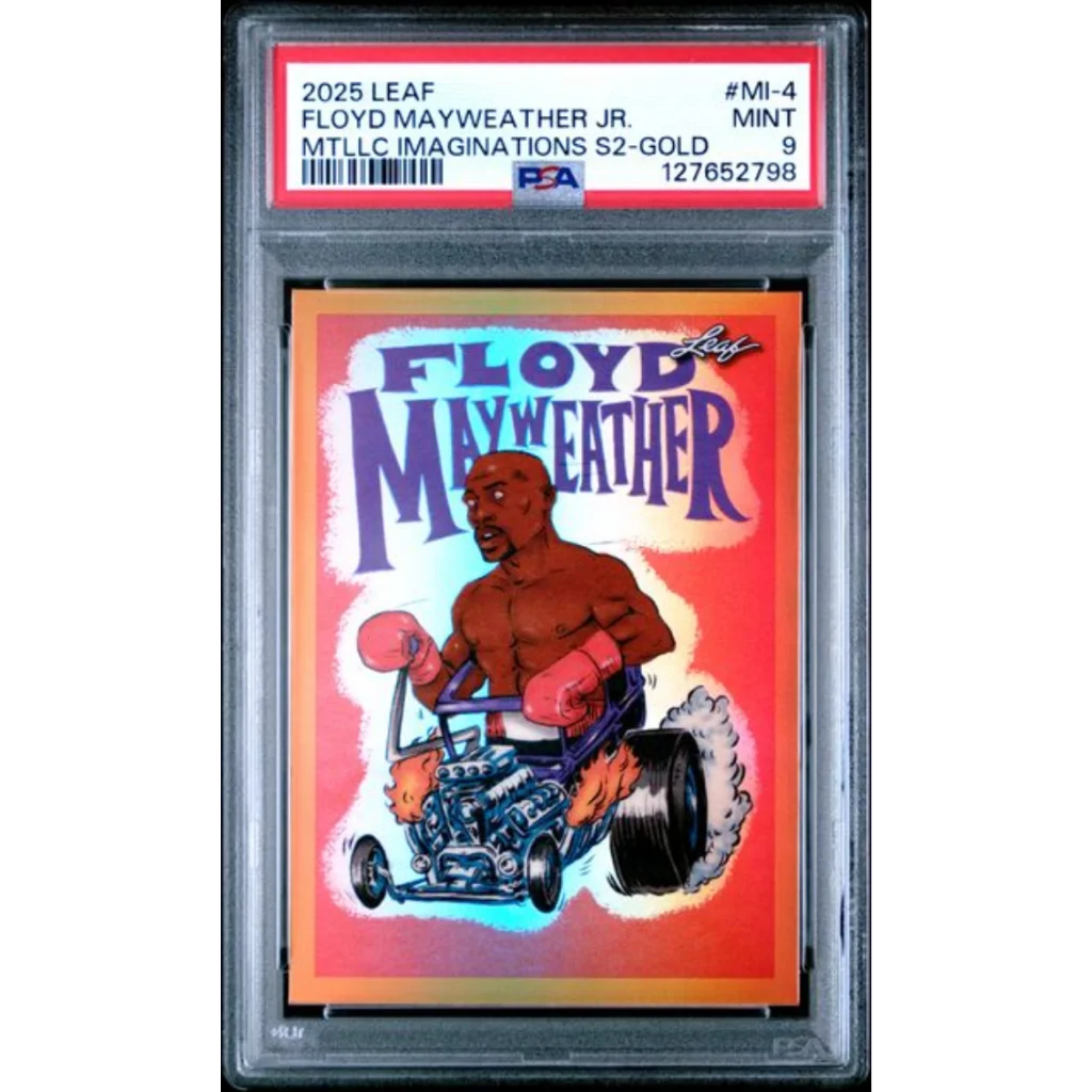 Graded 2025 Leaf Floyd Mayweather Jr #MI4 Metallic Imaginations Gold /99 Boxing Card PSA 9 Mint | Hall of Fame Sports Memorabilia | vintageantiquesgifts.com