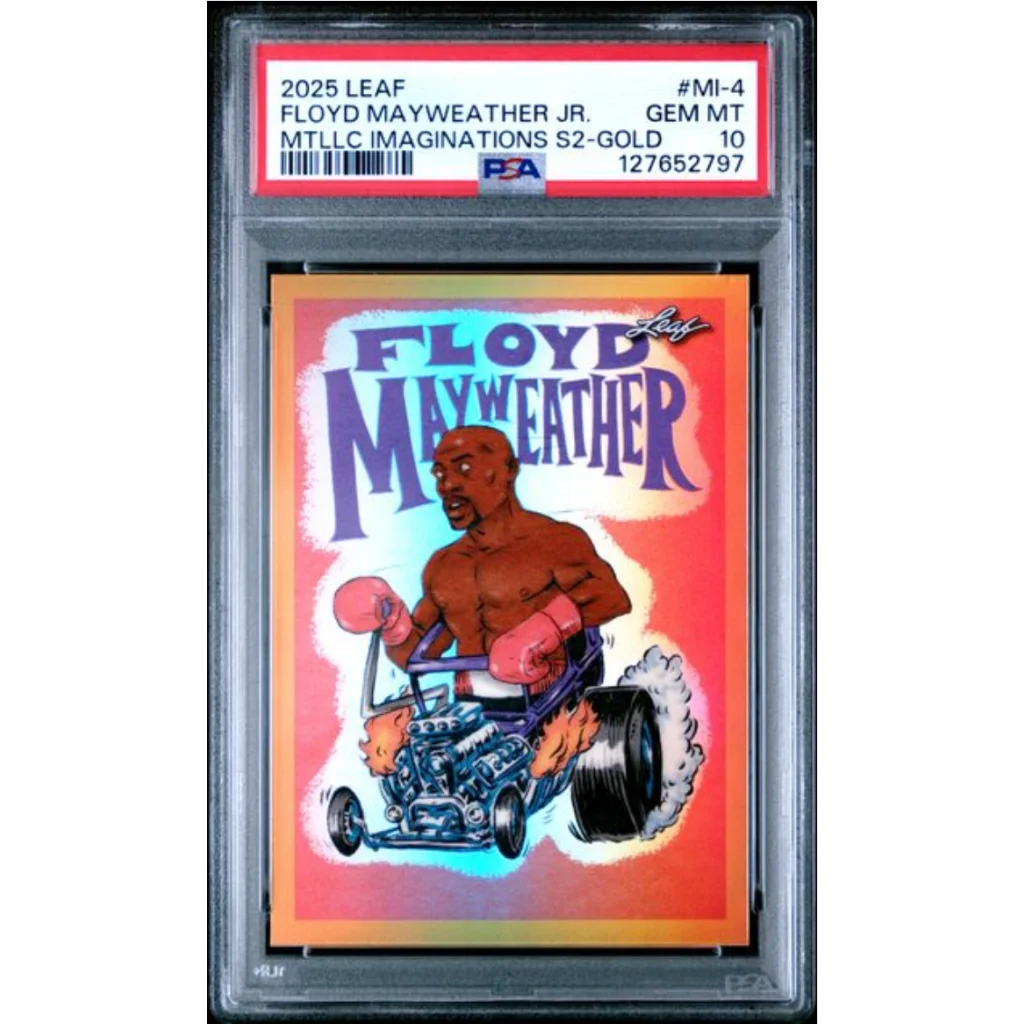 Graded 2025 Leaf Floyd Mayweather Jr #MI4 Metallic Imaginations Gold /99 Boxing Card PSA 10 Gem Mint | Hall of Fame Sports Memorabilia | vintageantiquesgifts.com