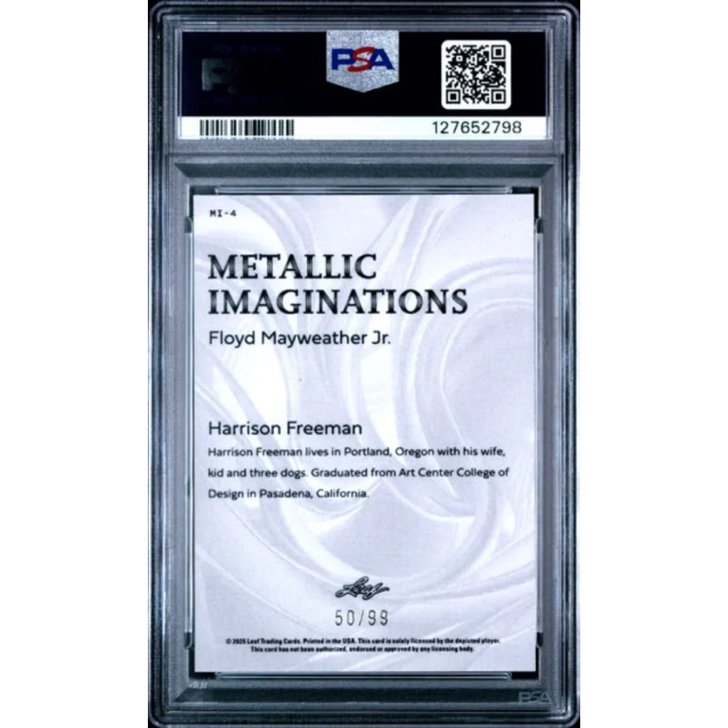 Graded 2025 Leaf Floyd Mayweather Jr #MI4 Metallic Imaginations Gold /99 Boxing Card PSA 9 Mint | PSA 9 Mint Graded Boxing Card | vintageantiquesgifts.com