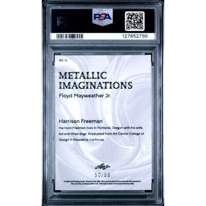Graded 2025 Leaf Floyd Mayweather Jr #MI4 Metallic Imaginations Gold /99 Boxing Card PSA 9 Mint | PSA 9 Mint Graded Boxing Card | vintageantiquesgifts.com