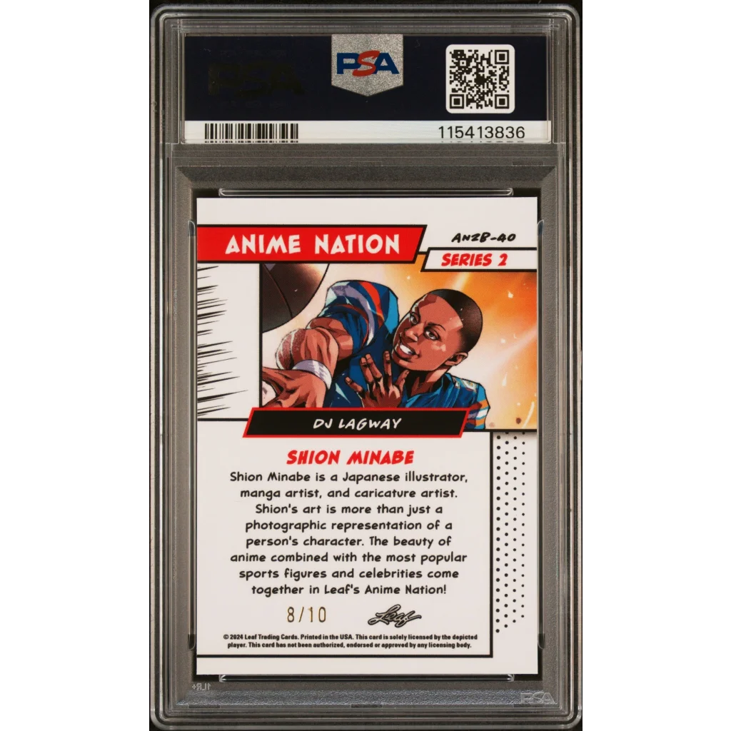 Graded 2025 Leaf Web Exclusives DJ Lagway #40 Anime Nation Series 2 Pink /10 Football Card PSA 9 Mint