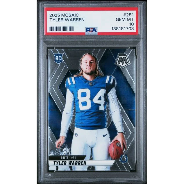 Graded 2025 Mosaic Tyler Warren #281 Variation Rookie RC Football Card PSA 10 Gem Mint | Hall of Fame Sports Memorabilia | vintageantiquesgifts.com