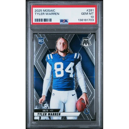 Graded 2025 Mosaic Tyler Warren #281 Variation Rookie RC Football Card PSA 10 Gem Mint | Hall of Fame Sports Memorabilia | vintageantiquesgifts.com