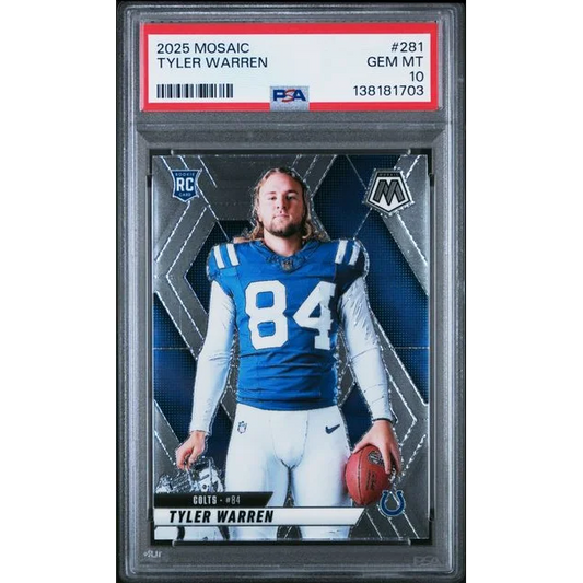 Graded 2025 Mosaic Tyler Warren #281 Variation Rookie RC Football Card PSA 10 Gem Mint | Hall of Fame Sports Memorabilia | vintageantiquesgifts.com