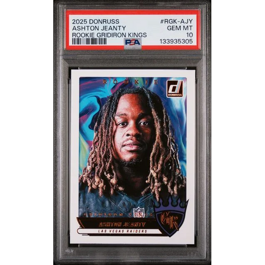 Graded 2025 Panini Donruss Ashton Jeanty #RGKAJY Rookie Gridiron Kings Rookie RC Football Card PSA 10 Gem Mint | Hall of Fame Sports Memorabilia | vintageantiquesgifts.com