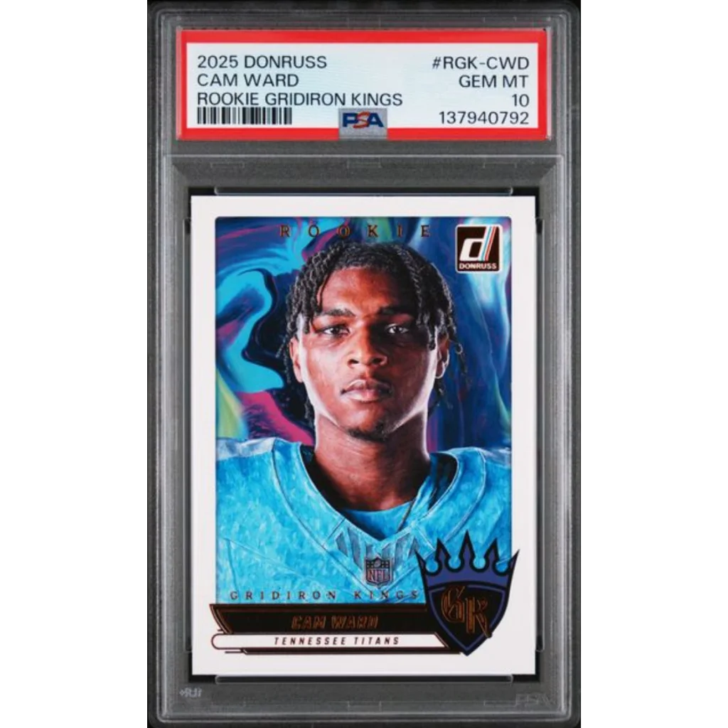 Graded 2025 Panini Donruss Cam Ward RGKCWD Rookie Gridiron Kings Rookie RC Football Card PSA 10 Gem Mint | Hall of Fame Sports Memorabilia | vintageantiquesgifts.com