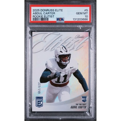 Graded 2025 Panini Donruss Elite Abdul Carter #5 Rookie Elitist /799 Rookie RC Football Card PSA 10 Gem Mint