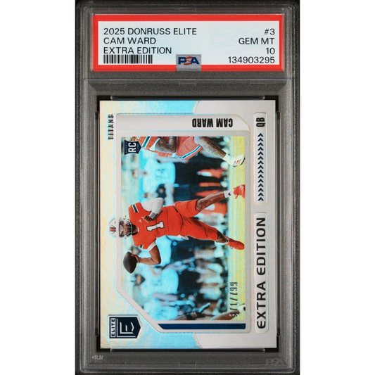 Graded 2025 Panini Donruss Elite Cam Ward #3 Extra Edition /799 Rookie RC Football Card PSA 10 Gem Mint | Hall of Fame Sports Memorabilia | vintageantiquesgifts.com