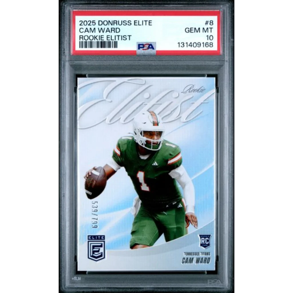 Graded 2025 Panini Donruss Elite Cam Ward #8 Rookie Elitist /799 Rookie RC Football Card PSA 10 Gem Mint | Hall of Fame Sports Memorabilia | vintageantiquesgifts.com