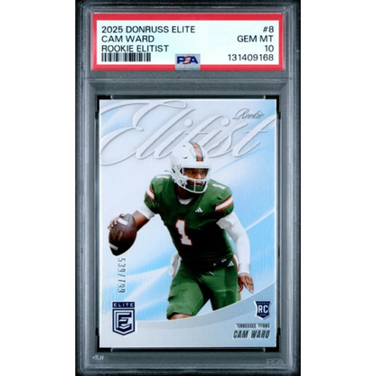Graded 2025 Panini Donruss Elite Cam Ward #8 Rookie Elitist /799 Rookie RC Football Card PSA 10 Gem Mint | Hall of Fame Sports Memorabilia | vintageantiquesgifts.com