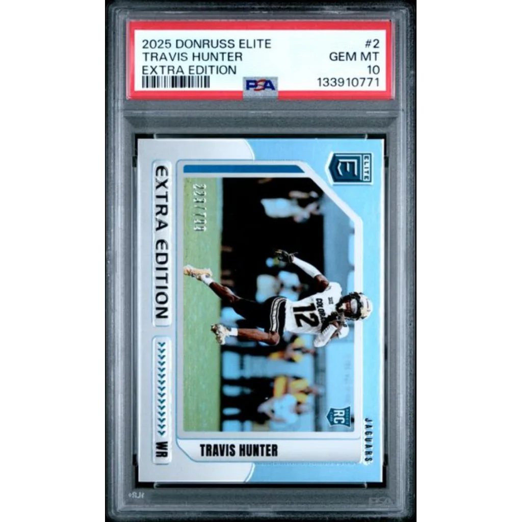 Graded 2025 Panini Donruss Elite Travis Hunter #2 Extra Edition /799 Rookie RC Football Card PSA 10 Gem Mint | Hall of Fame Sports Memorabilia | vintageantiquesgifts.com