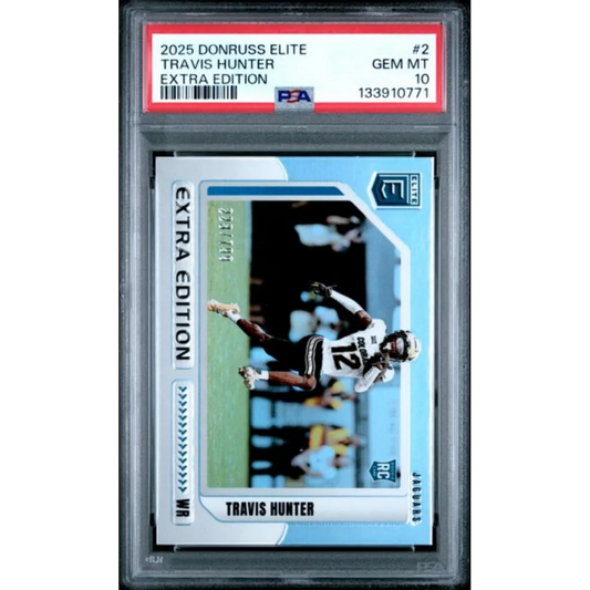 Graded 2025 Panini Donruss Elite Travis Hunter #2 Extra Edition /799 Rookie RC Football Card PSA 10 Gem Mint | Hall of Fame Sports Memorabilia | vintageantiquesgifts.com
