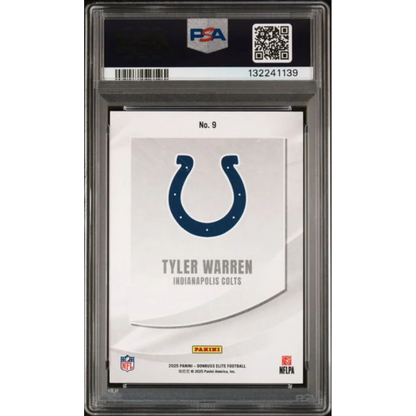 Graded 2025 Panini Donruss Elite Tyler Warren 9 Rookie Elitist Blue 75 Rookie RC Football Card PSA 10 Gem Mint | PSA 10 Gem Mint Graded Rookie Card | vintageantiquesgifts.com