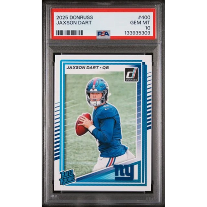 Graded 2025 Panini Donruss Jaxson Dart #400 Rookie RC Football Card PSA 10 Gem Mint | Hall of Fame Sports Memorabilia | vintageantiquesgifts.com