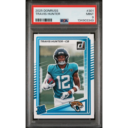 Graded 2025 Panini Donruss Travis Hunter #301 Rookie RC Football Card PSA 9 Mint | Hall of Fame Sports Memorabilia | vintageantiquesgifts.com