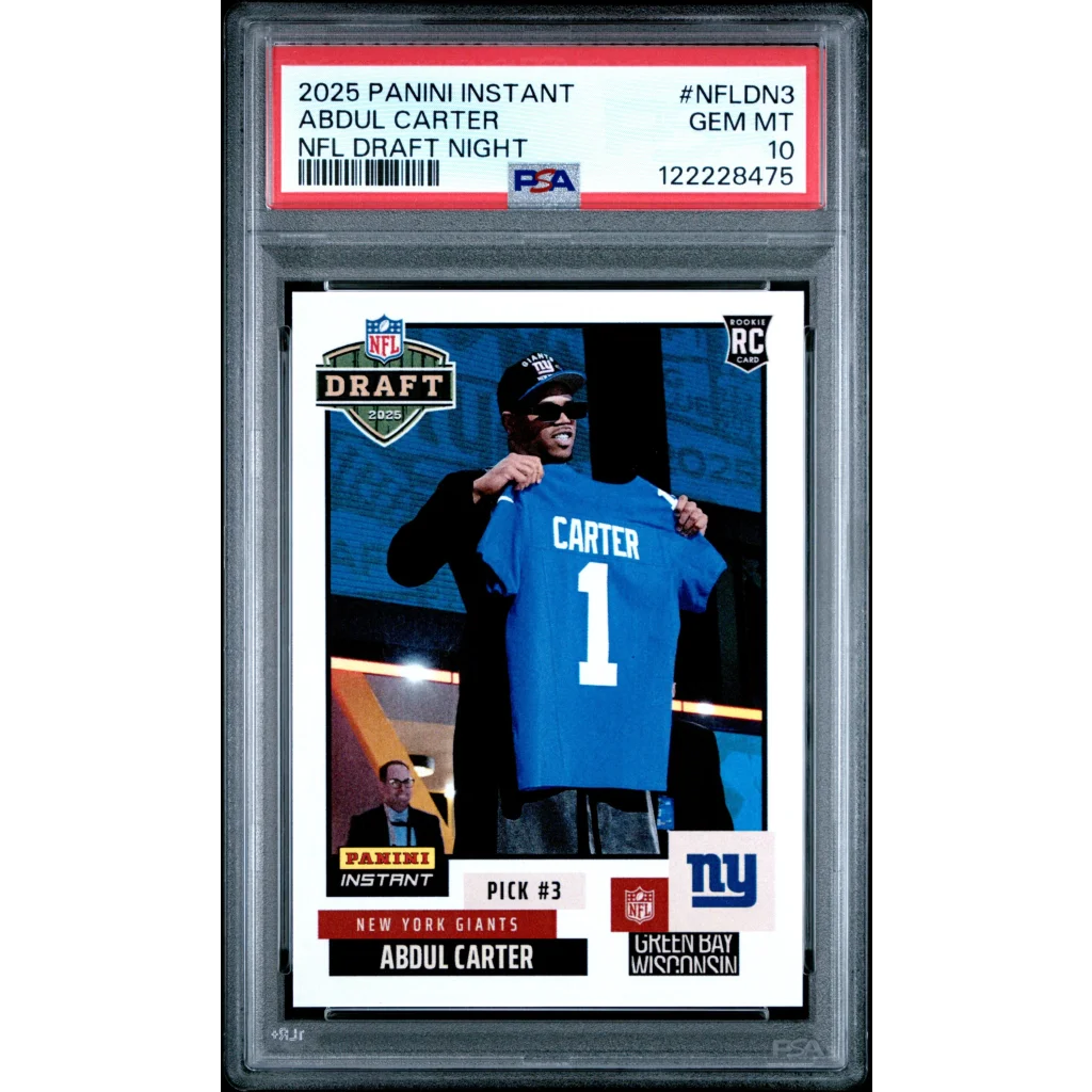 Graded 2025 Panini Instant Abdul Carter #NFLDN3 NFL Draft Night Rookie RC Football Card PSA 10 Gem Mint | Hall of Fame Sports Memorabilia | vintageantiquesgifts.com
