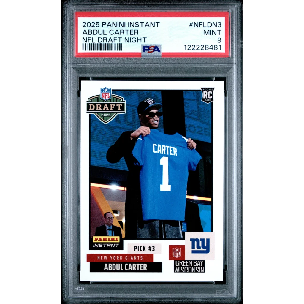 Graded 2025 Panini Instant Abdul Carter #NFLDN3 NFL Draft Night Rookie RC Football Card PSA 9 Mint | Hall of Fame Sports Memorabilia | vintageantiquesgifts.com