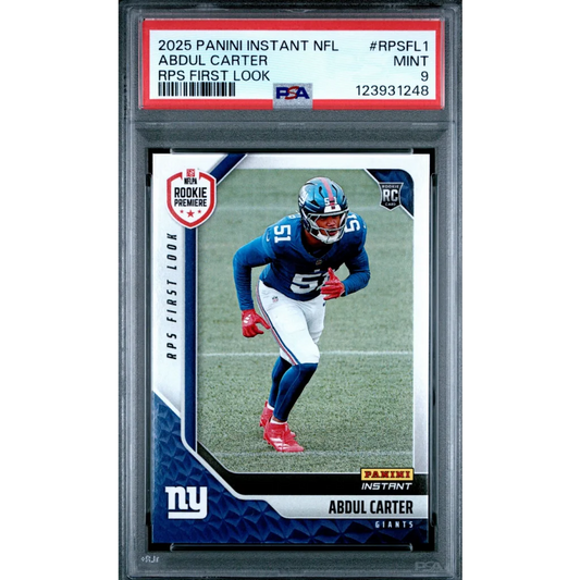 Graded 2025 Panini Instant Abdul Carter #RPSFL1 RPS First Look Rookie RC Football Card PSA 9 Mint | Hall of Fame Sports Memorabilia | vintageantiquesgifts.com