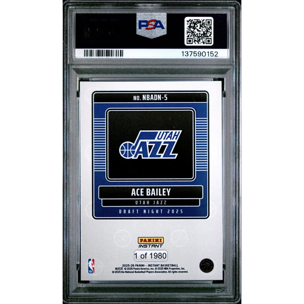 Graded 2025 Panini Instant Ace Bailey #5 Draft Night Rookie RC Basketball Card PSA 10 Gem Mint | PSA 10 Gem Mint Graded Rookie Card | vintageantiquesgifts.com
