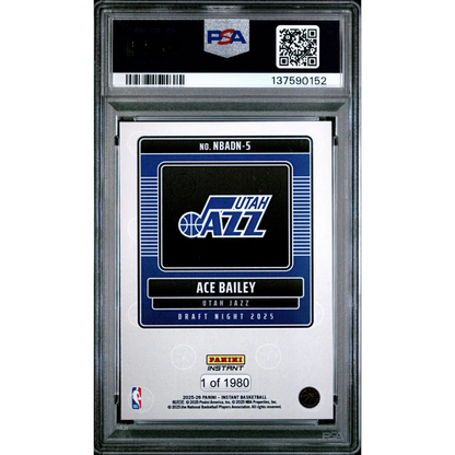Graded 2025 Panini Instant Ace Bailey #5 Draft Night Rookie RC Basketball Card PSA 10 Gem Mint | PSA 10 Gem Mint Graded Rookie Card | vintageantiquesgifts.com