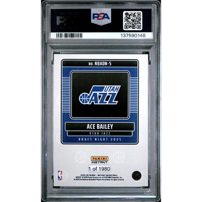 Graded 2025 Panini Instant Ace Bailey #5 Draft Night Rookie RC Basketball Card PSA 8 NM-MT | PSA 8 NM-MT Graded Rookie Card | vintageantiquesgifts.com