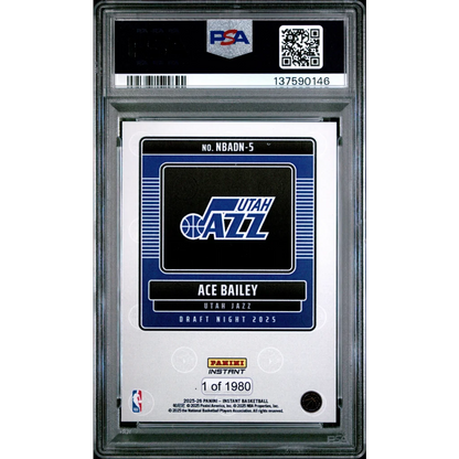 Graded 2025 Panini Instant Ace Bailey #5 Draft Night Rookie RC Basketball Card PSA 9 Mint | PSA 9 Mint Graded Rookie Card | vintageantiquesgifts.com